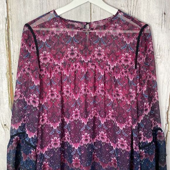 Nanette Lepore Moody Romance Dress Fuschia Kiss Multi Color Women Size 14   B - Picture 3 of 8